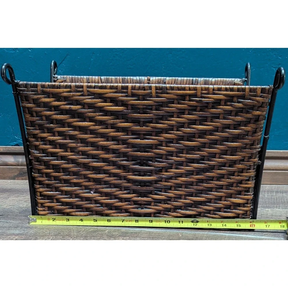 Pier 1 Jasmine Magazine Rack Woven With Scrolled Metal Detail NWT